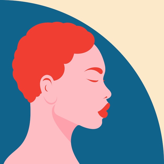 Profile of a beautiful girl vector illustration in flat simple style