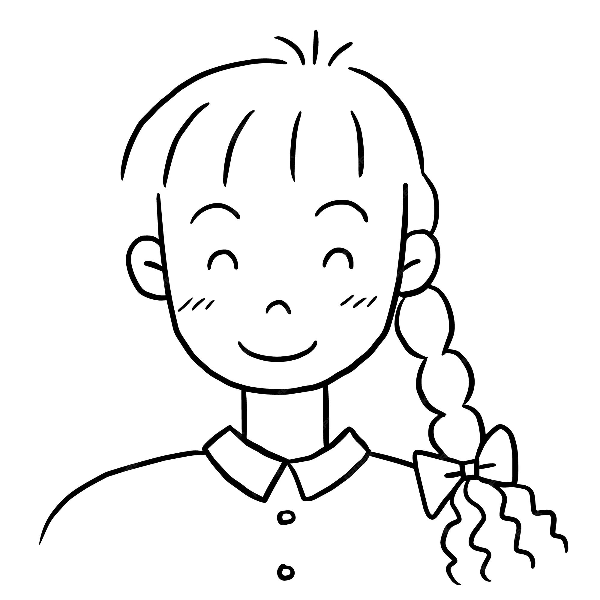 girl profile cartoon avatar doodle kawaii anime coloring page cute