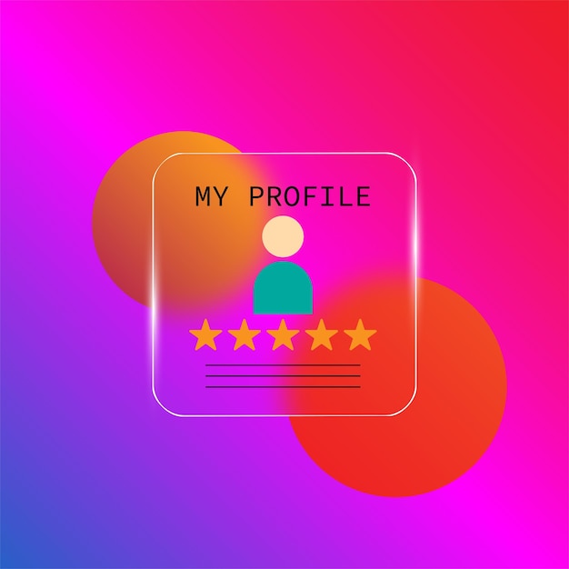 Profile good rating for app mobile or web glassmorphism and 3d