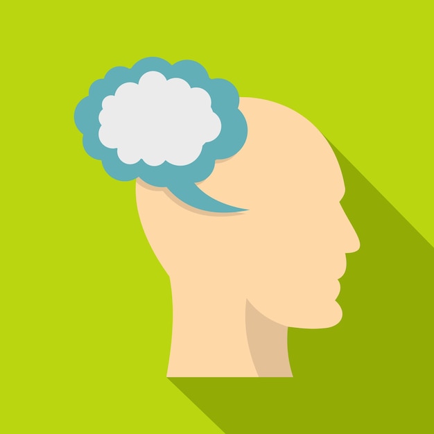 Vector profile of the head with cloud inside icon flat illustration of profile of the head with cloud inside vector icon for web isolated on lime background