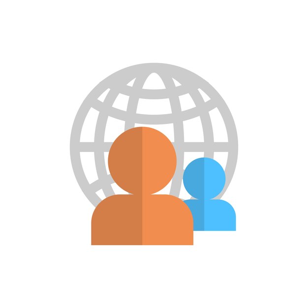 Profile icon over world globe group user member avatar