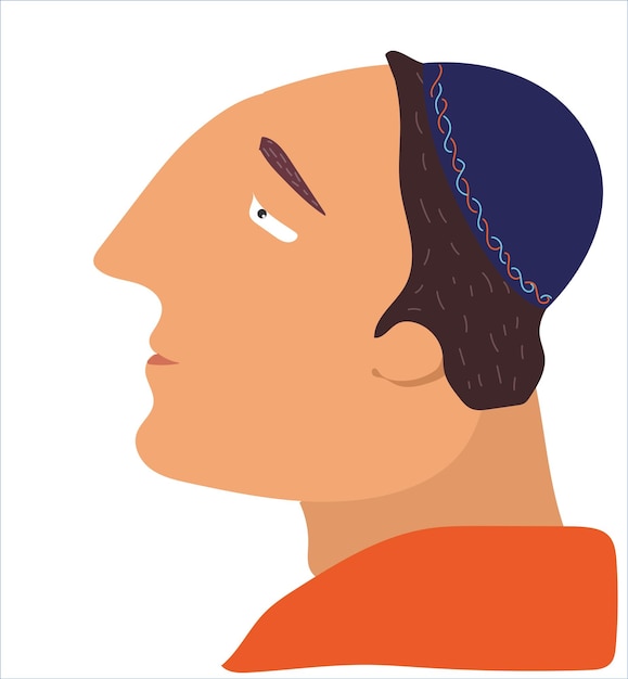 Vector profile of a man in a kippah on a white background