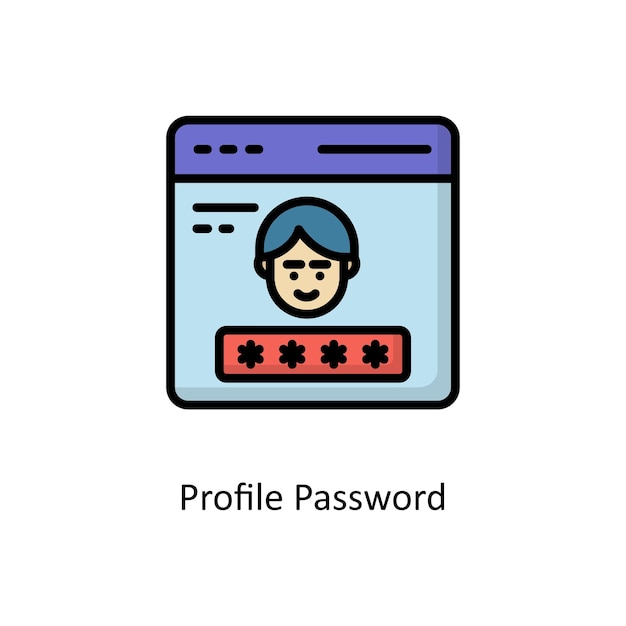 Profile Password Vector Filled Outline Icon Design illustration