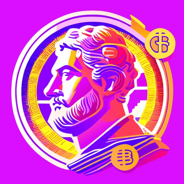 Vector profile picture of motivation and cryptocurrency finance instagram page that looks like a greek