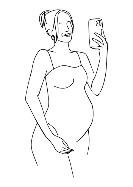 Vector profile of a pregnant woman aesthetic vector illustration