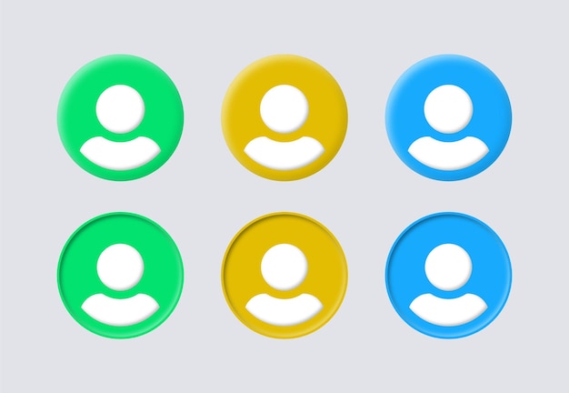 Profile user avatar icon button login account sign in 3d round circle icons round colorful buttons