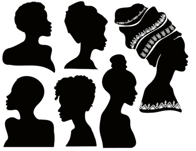 Profiles of black women silhouettes of african american women in a head wrap beautiful black girls