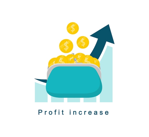 Profit increase. Income on investment. Revenue growth.  flat icon.