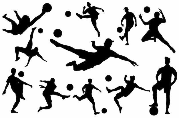 profvoetballer silhouet, logo, witte achtergrond