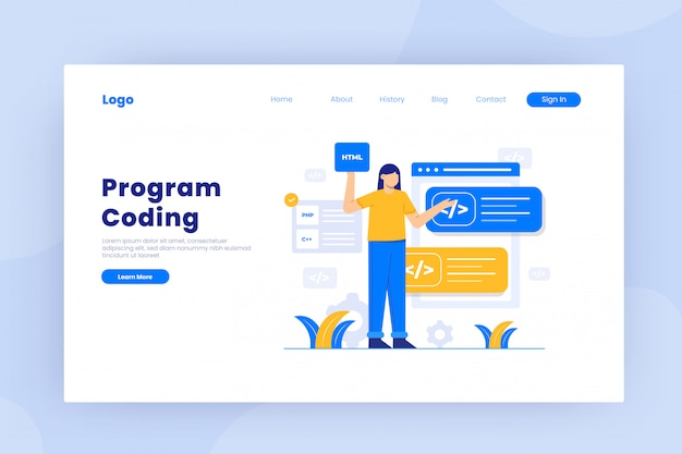 Program coding landing page template