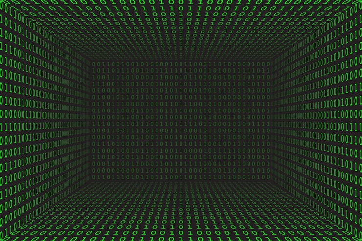 Vector program datum 3d background green programming binary coding matrix hacker vector