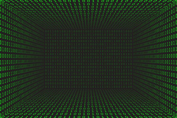 Vector program datum 3d background green programming binary coding matrix hacker vector