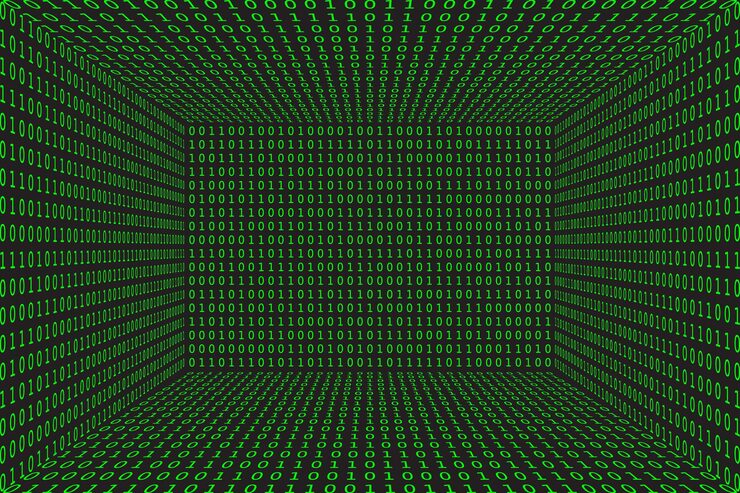 Vector program datum 3d background green programming binary coding matrix vector