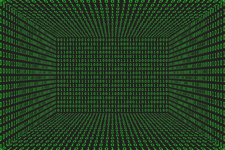 Vector program datum 3d background green programming binary coding matrix vector