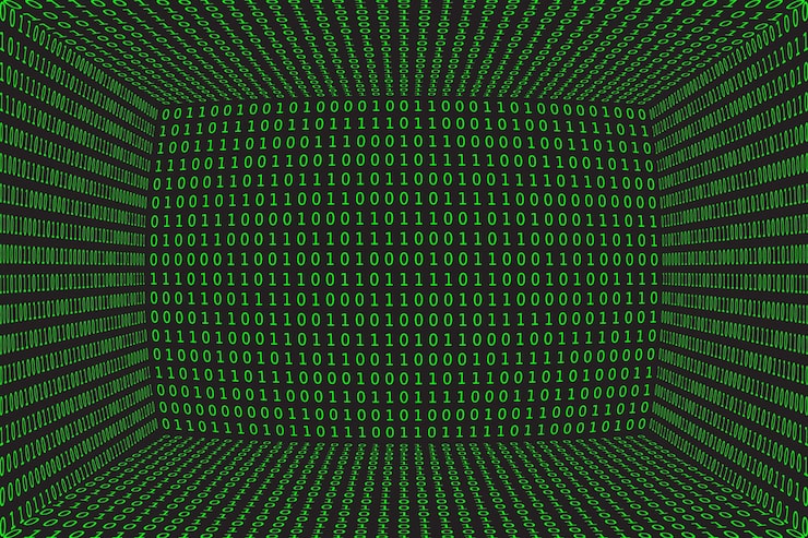 Vector program datum 3d background green programming binary coding matrix vector