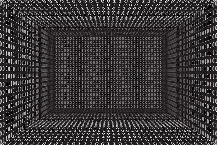 Vector program datum 3d background programming binary coding matrix hacker vector