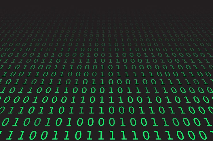 Vector program datum background green programming binary coding matrix vector illustration