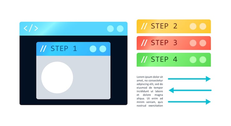 Vector program window and title bar infographic chart design element set. abstract vector symbols for infochart with blank copy spaces. kit with shapes for instructional graphics. visual data presentation