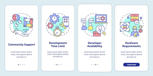 Programing language selection criteria onboarding mobile app screen