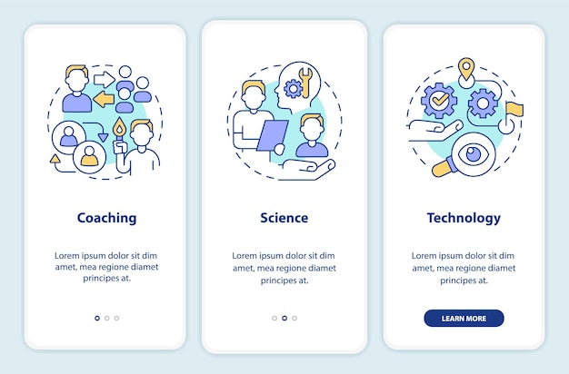 Programma's voor zakelijke coachingplatforms die het scherm van de mobiele app onboarden