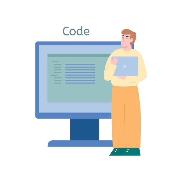 Programmer coding or developing software illustration