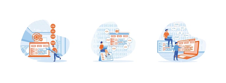 Vector 웹 사이트 코딩 프로그래밍 및 엔지니어링 개발