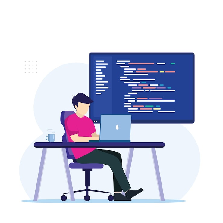 Vector programmer and engineering development coding web development website design developer vector