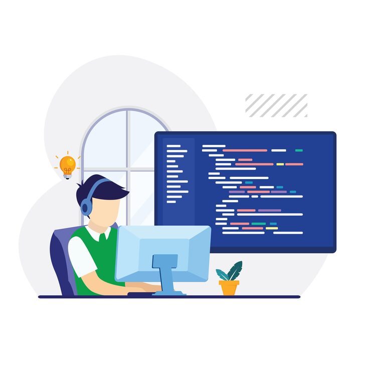 Vector programmer and engineering development coding web development website design developer vector