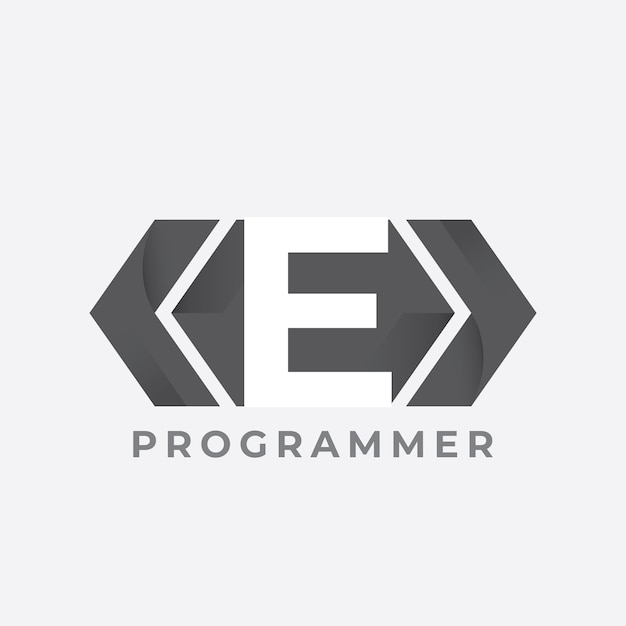 Programmer logo with letter E design Code Icon in trendy flat style isolated on white background