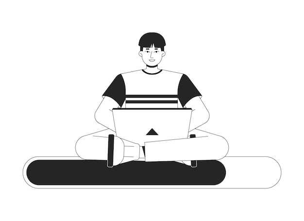 Programmer sitting on black white loading bar flat design