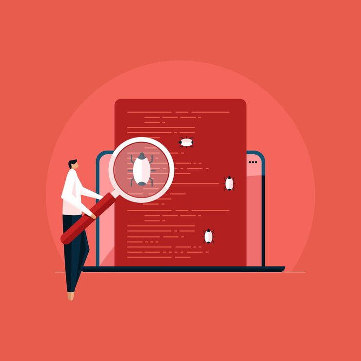 Vector 프로그래밍된 소프트웨어 응용 프로그램에서 결함을 찾는 돋보기가 있는 프로그래머 버그 오류 테스트