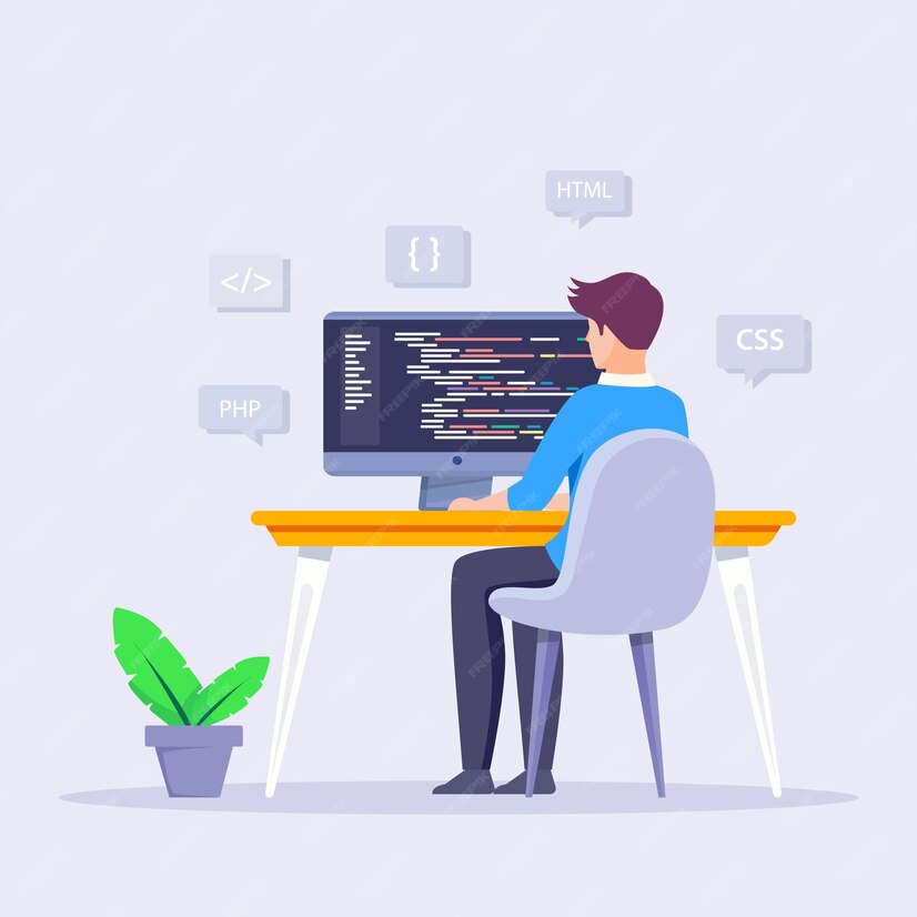 Premium Vector | Programmer working on computer coders or programmers ...