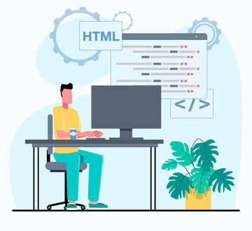 Premium Vector | Programmer working the programmer works on the computer