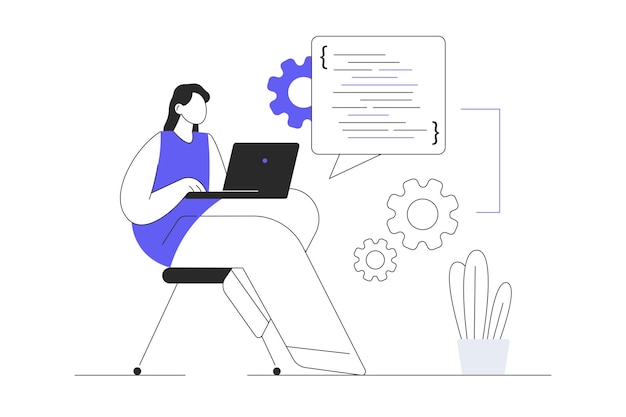 Programmer working web concept Working with code creating software and programming testing