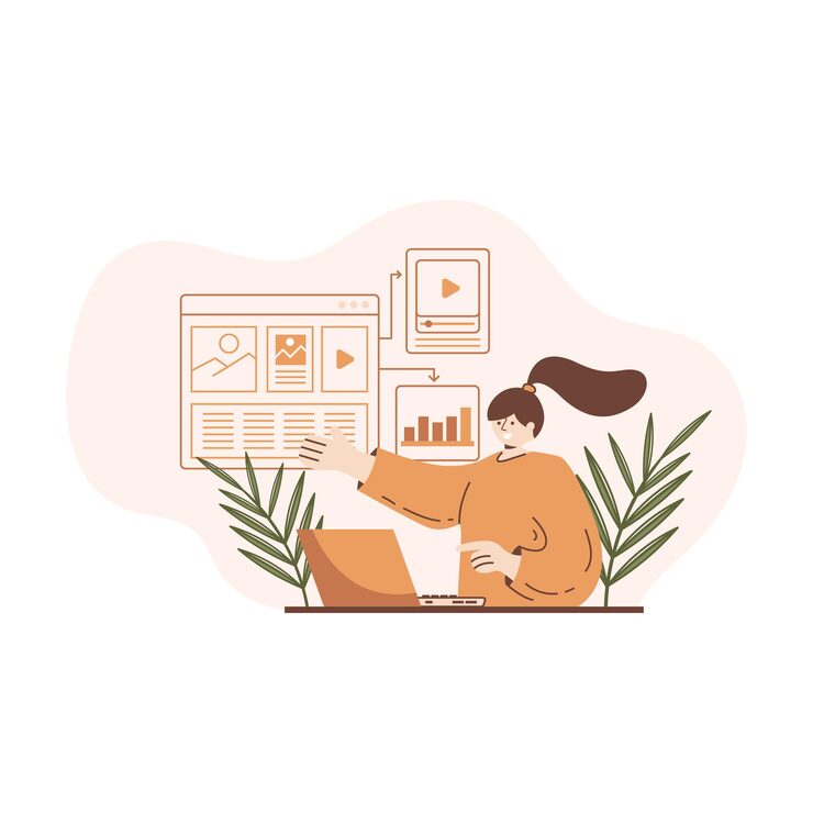 Vector 웹 개발 소프트웨어 엔지니어링 및 코딩 웹 배너 및 모바일 앱에 대한 평면 디자인의 벡터 일러스트 레이 션을 코딩하는 프로그래머