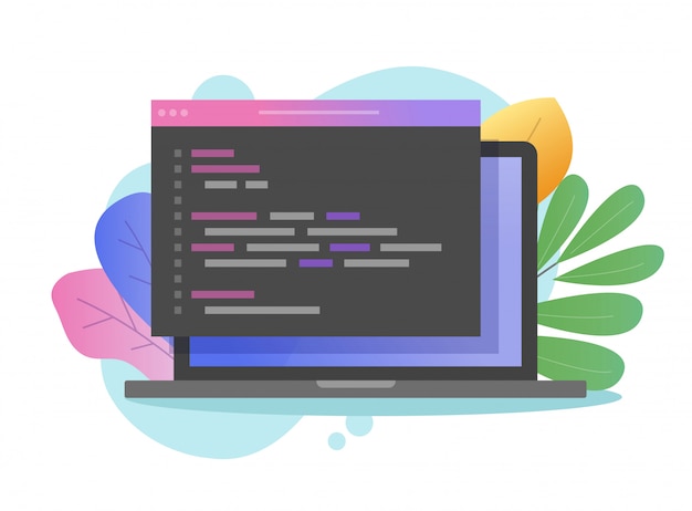 Vector programmeren van javascript of html-code op laptop computerscherm