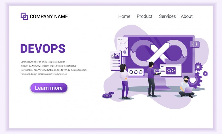 Vector programmers at work landing page. 