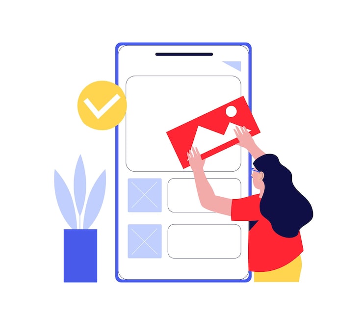 Вектор программисты, работающие вместе, разрабатывают веб-сайт, добавляя код и элементы дизайна, используя большую линейку и ручку, инструмент разработки программного обеспечения, процесс программирования и кодирования, создание и дизайн веб-сайта.