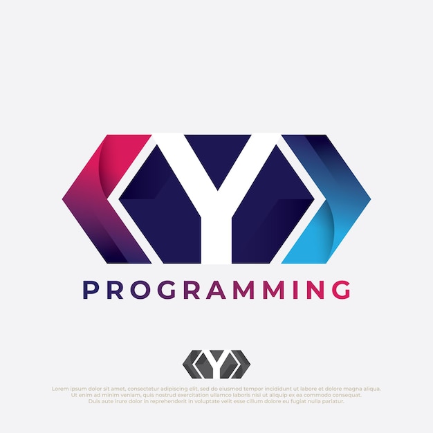 Programmeur logo met letter Y ontwerp Code pictogram in trendy vlakke stijl geïsoleerd op een witte achtergrond