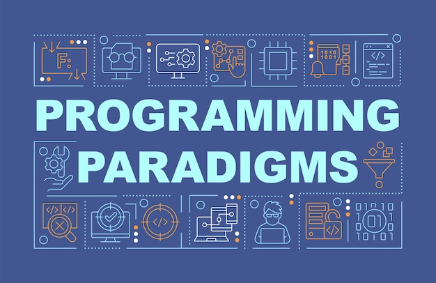 プログラミングは単語の概念に近づく 濃い青色のバナー