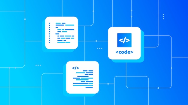 ベクトル テクノロジーの背景を持つプログラミング バナー