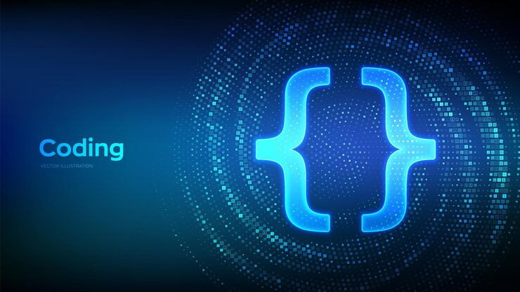 Vector programming code coding or hacker background programming code icon made with binary code virtual tunnel warp made with digital code data flow vector illustration