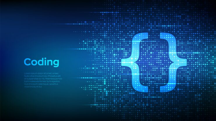 Vector programming code icon made with binary code. coding or hacker matrix background with digits 1.0.