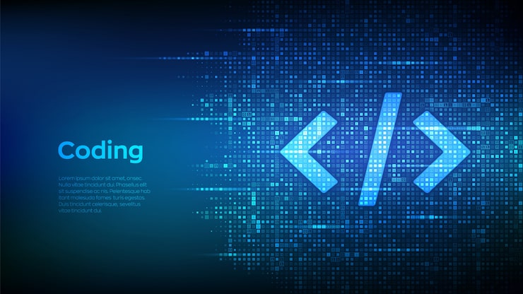 Vector programming code  made with binary code. coding or hacker background. digital binary data and streaming digital code.