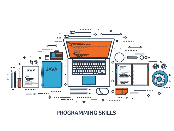 Vector programming coding flat computing background code hardware software web development search engine