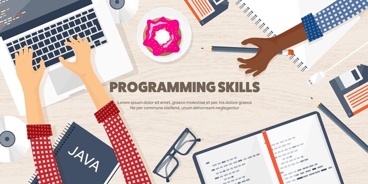 Vector programming coding flat computing background code hardware software web development search engine