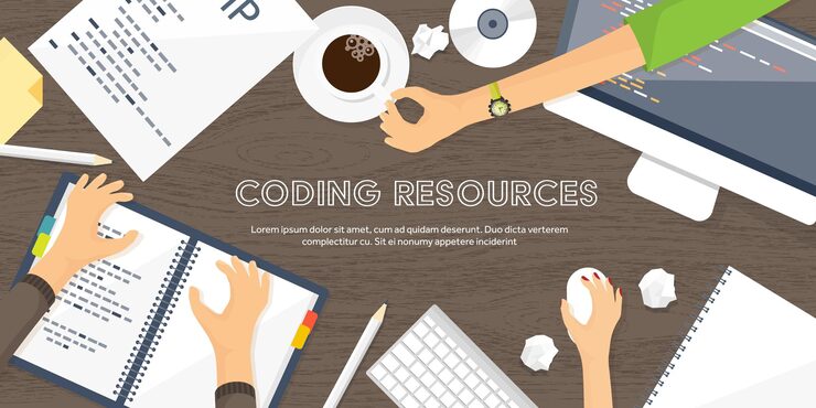 Vector programming coding flat computing background code hardware software web development search engine