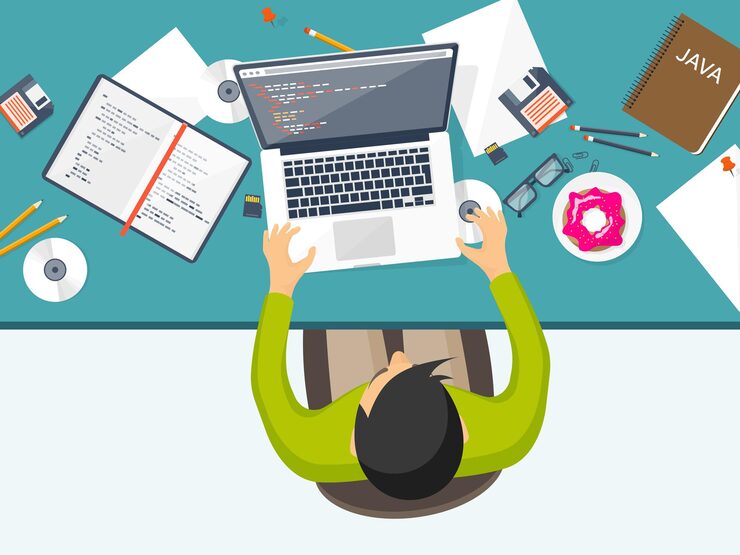 Vector programming coding flat computing background code hardware software web development search engine