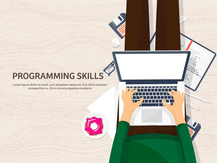 Vector programming coding flat computing background code hardware software web development search engine