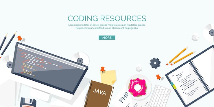 Vector programming and coding flat computing background code hardware software web development seo search